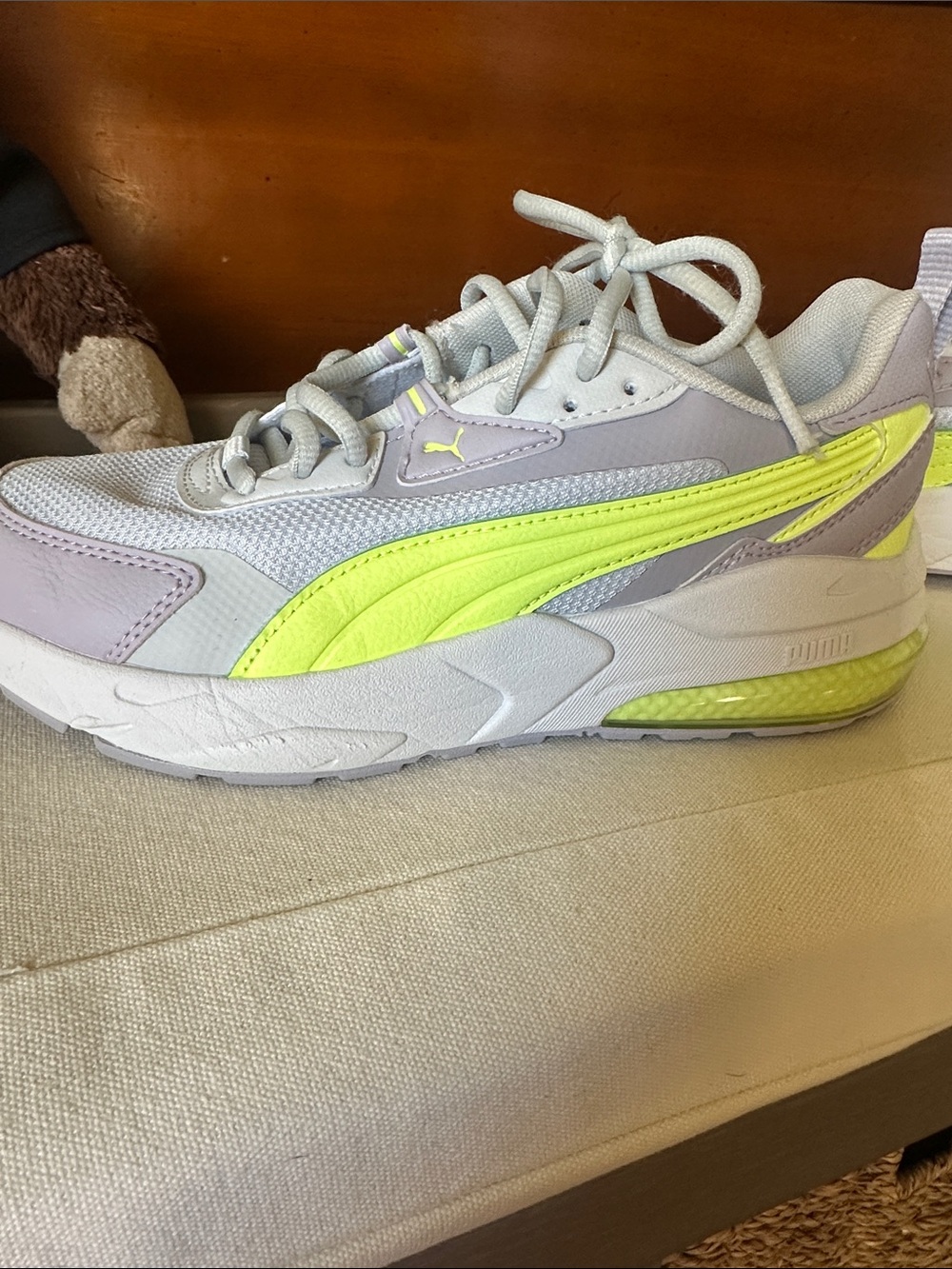 Puma Kids Light Gray & Neon Yellow Athletic Sneakers